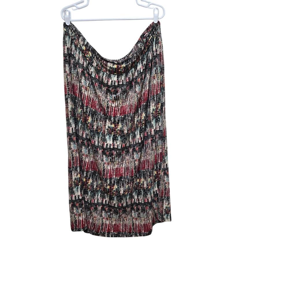 Cato Woman 22/24W Abstract Print Pull On Midi Skirt Plus